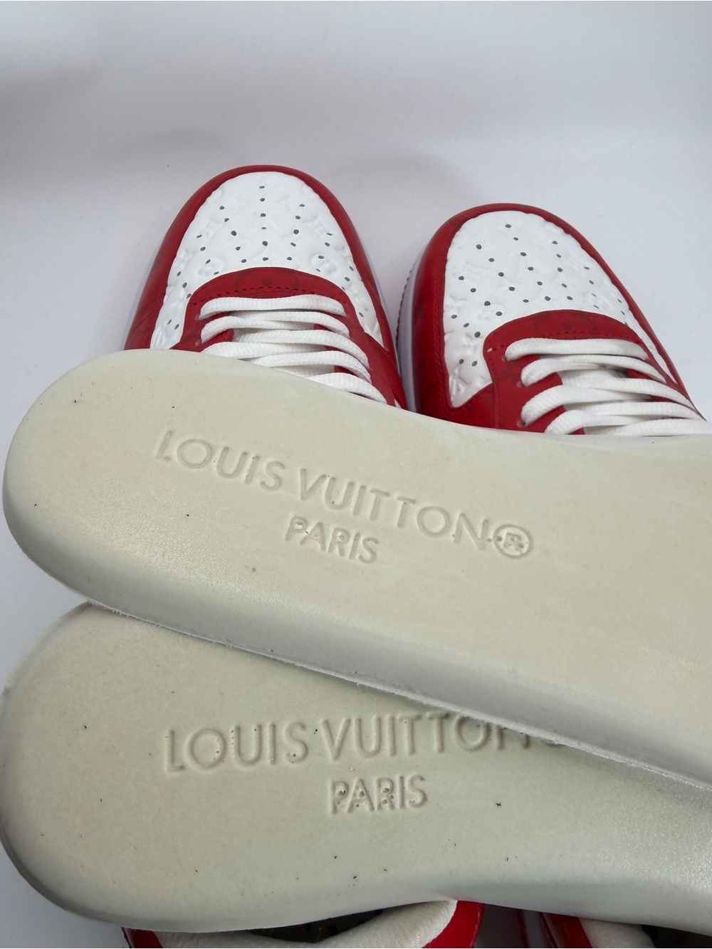 Louis Vuitton x Nike Air Force 1 Low White Red Virgil Abloh Men’s Size 9 - Picture 11 of 16